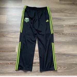 Adidas Black and Green Sweatpants with Neon Stripes size XL men’s